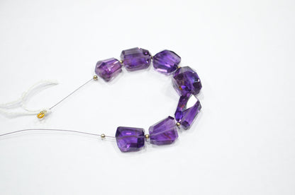 7 Pieces In A Strand Amethyst Laser Cut Nuggets Shape Beads , 12x13 - 14x16.50 mm , 32425