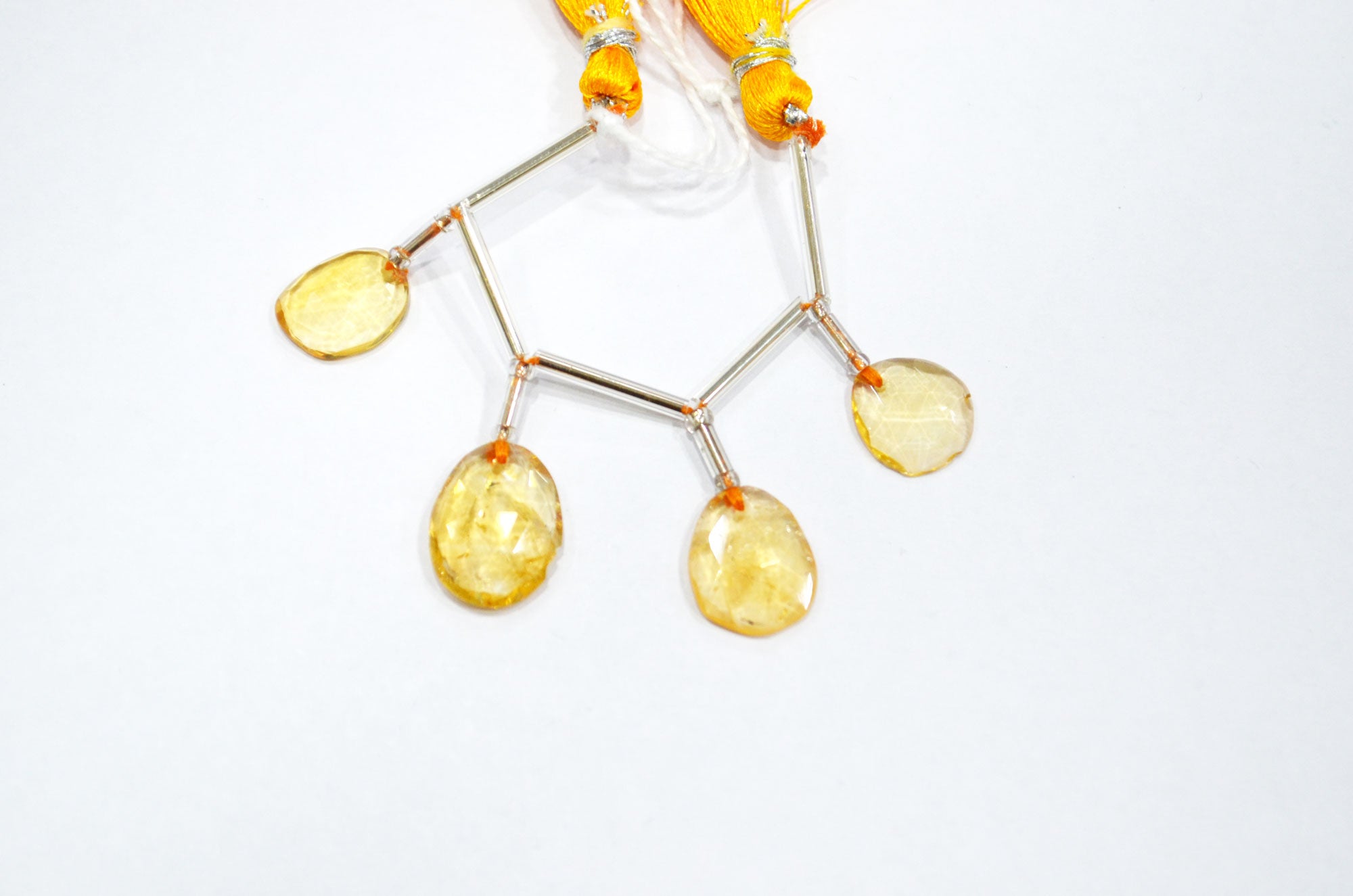 4 Pieces In A Strand Citrine Slice Shape Beads , 10x13 - 12x16 mm , 32426