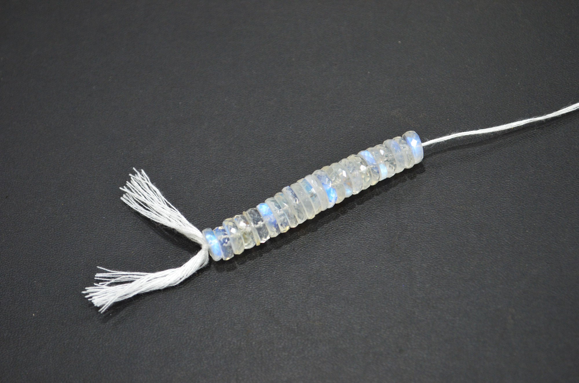 Natural Rainbow Moonstone Heishi Tyre Shape Beads , 2.25 Inches , 8.50 - 9.50 mm , 32427