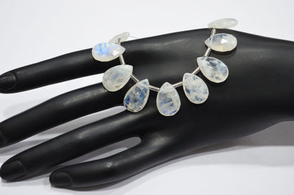 11 Pieces In A Strand Rainbow Moonstone Pear Shape Beads , Sold By Strand , 9x13 - 11x17.50 mm , 32430