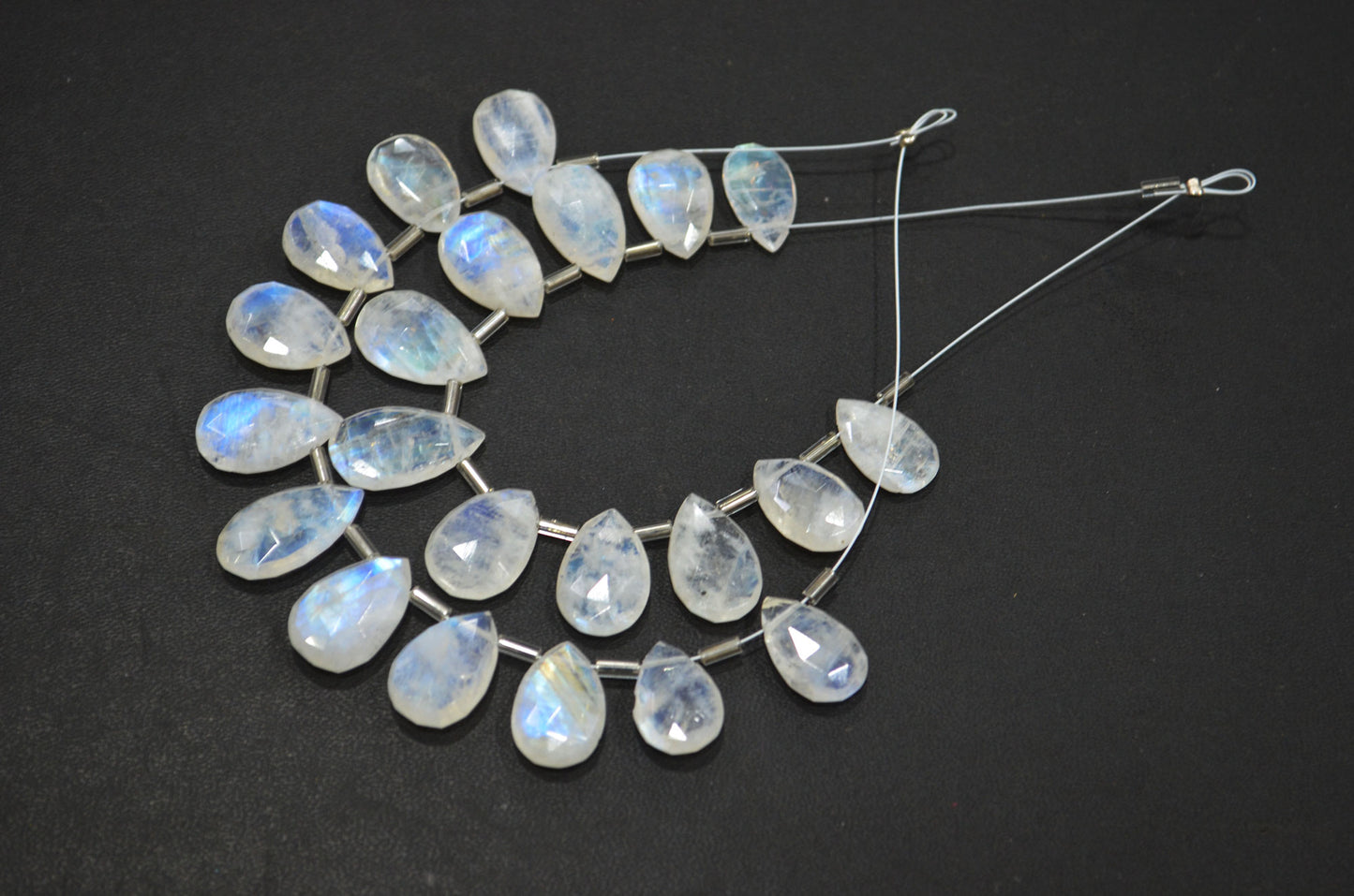 11 Pieces In A Strand Rainbow Moonstone Pear Shape Beads , Sold By Strand , 9x13 - 11x17.50 mm , 32430