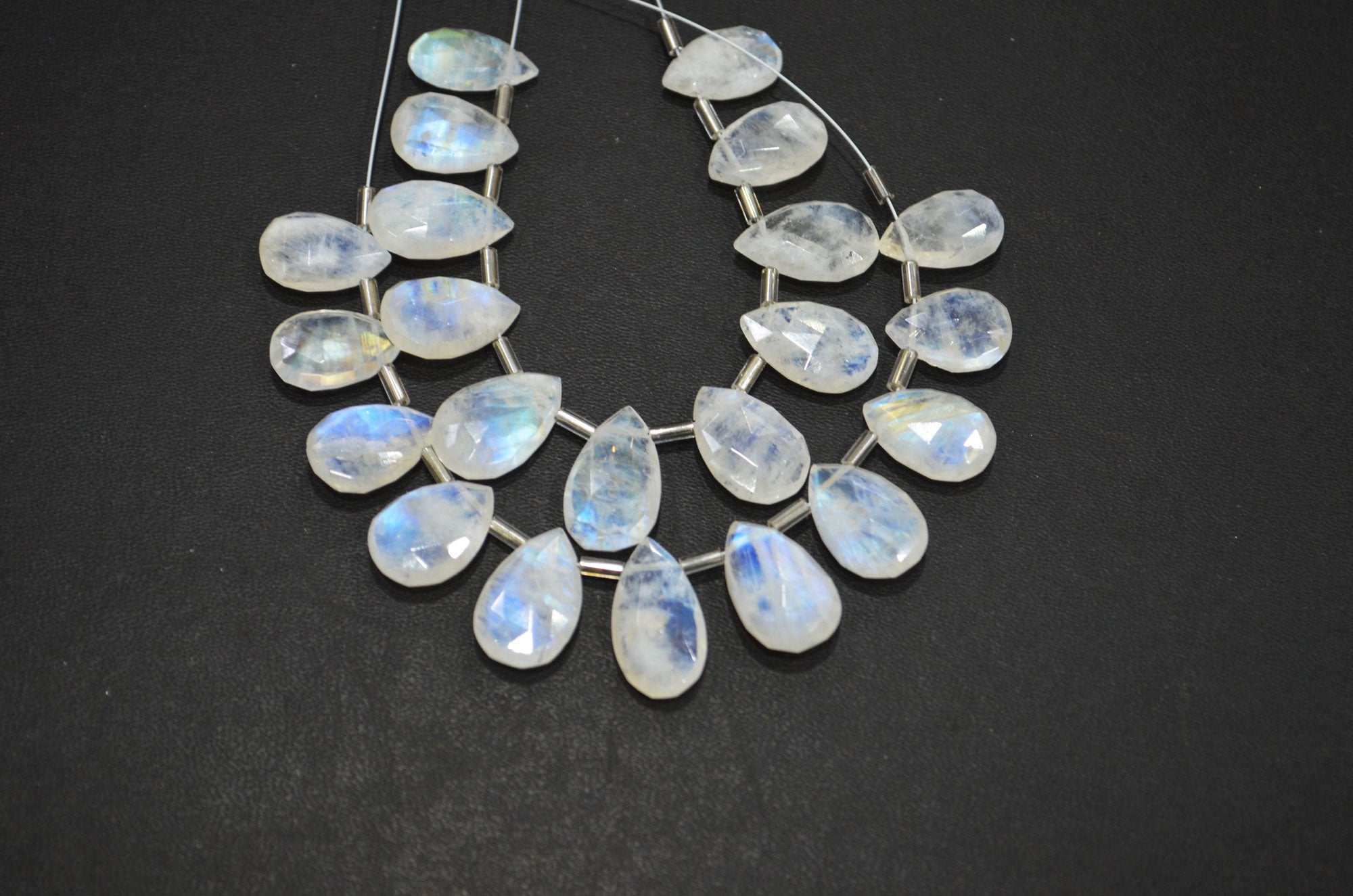11 Pieces In A Strand Rainbow Moonstone Pear Shape Beads , Sold By Strand , 9x13 - 11x17.50 mm , 32430