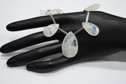 5 Pieces In A Strand Rainbow Moonstone Pear Shape Beads , 12x20 - 19x30 mm , 32433