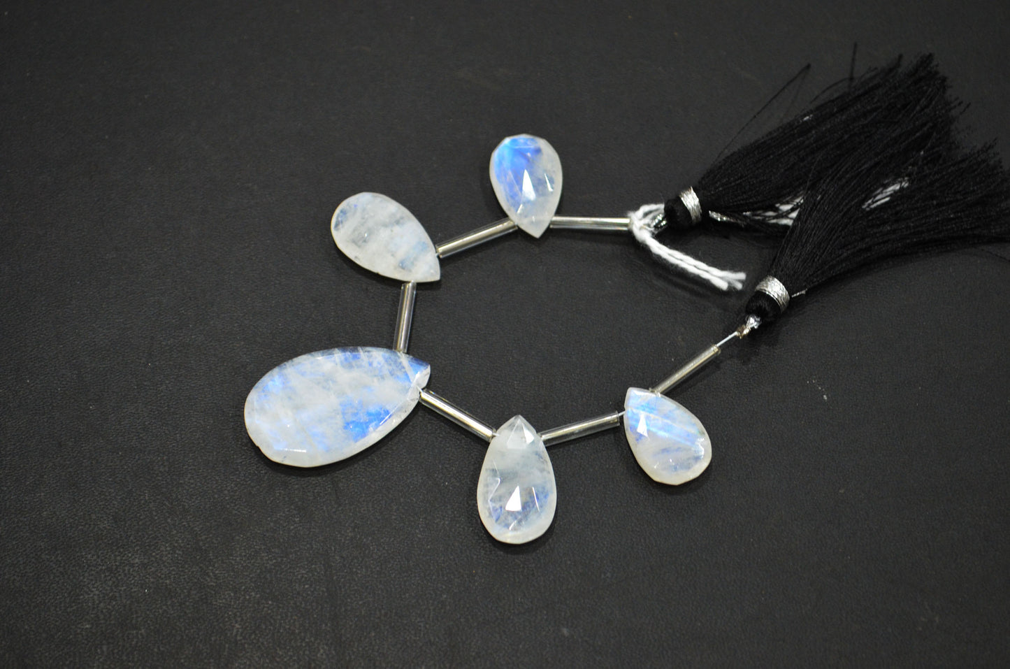 5 Pieces In A Strand Rainbow Moonstone Pear Shape Beads , 12x20 - 19x30 mm , 32433