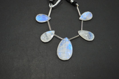 5 Pieces In A Strand Rainbow Moonstone Pear Shape Beads , 12x20 - 19x30 mm , 32433