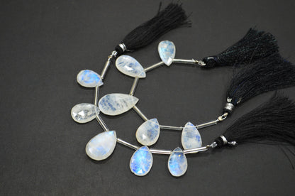 5 Pieces In A Strand Rainbow Moonstone Pear Shape Beads , Sold By Strand , 11x18 - 16.50x23 mm , 32435