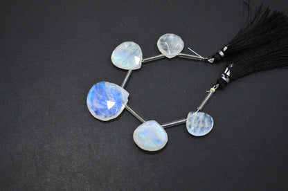 5 Pieces In A Strand Rainbow Moonstone Heart Shape Beads , Sold By Strand , 15x15 - 23x23 mm , 32437