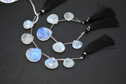 5 Pieces In A Strand Rainbow Moonstone Heart Shape Beads , Sold By Strand , 15x15 - 23x23 mm , 32437