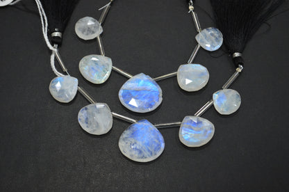 5 Pieces In A Strand Rainbow Moonstone Heart Shape Beads , Sold By Strand , 15x15 - 23x23 mm , 32437
