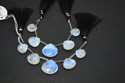 5 Pieces In A Strand Rainbow Moonstone Heart Shape Beads , Sold By Strand , 15x15 - 23x23 mm , 32437