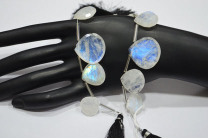 5 Pieces In A Strand Rainbow Moonstone Heart Shape Beads , Sold By Strand , 15x15 - 23x23 mm , 32437