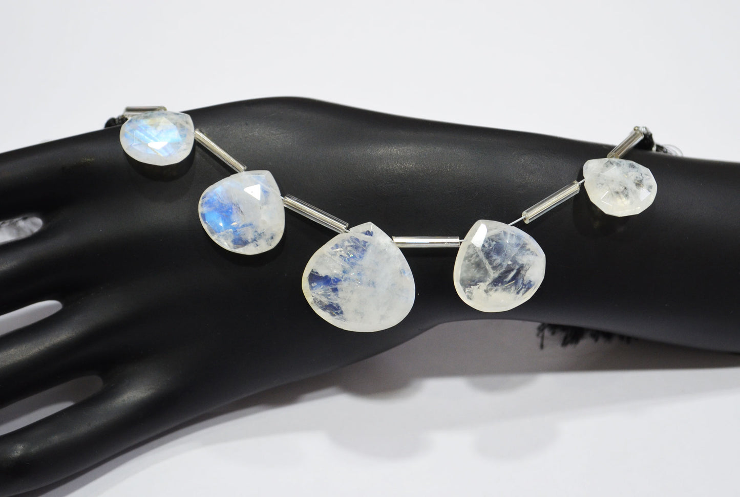 5 Pieces In A Strand Rainbow Moonstone Heart Shape Beads , Sold By Strand , 15x15 - 22x22 mm , 32438