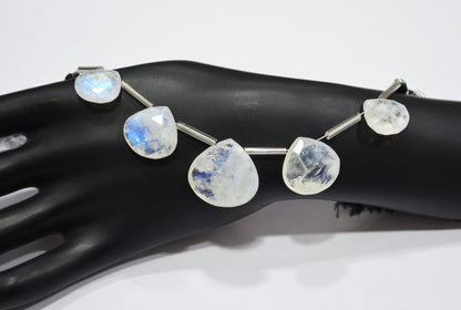 5 Pieces In A Strand Rainbow Moonstone Heart Shape Beads , Sold By Strand , 15x15 - 22x22 mm , 32438