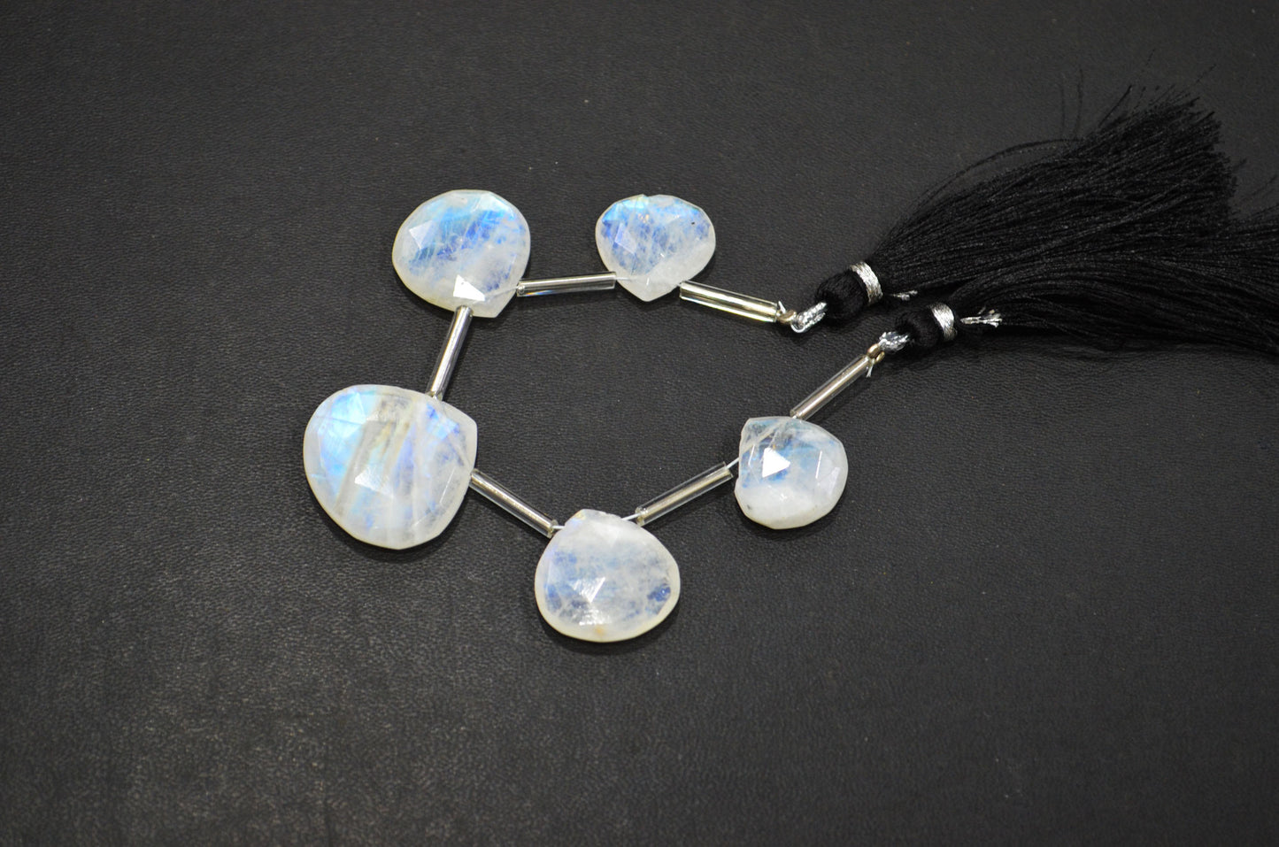 5 Pieces In A Strand Rainbow Moonstone Heart Shape Beads , Sold By Strand , 15x15 - 22x22 mm , 32438