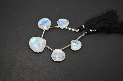 5 Pieces In A Strand Rainbow Moonstone Heart Shape Beads , Sold By Strand , 15x15 - 22x22 mm , 32438