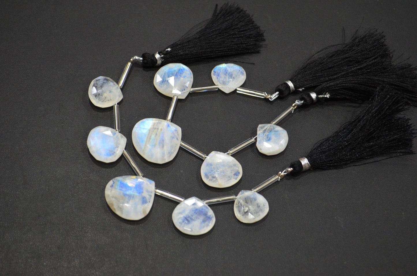 5 Pieces In A Strand Rainbow Moonstone Heart Shape Beads , Sold By Strand , 15x15 - 22x22 mm , 32438