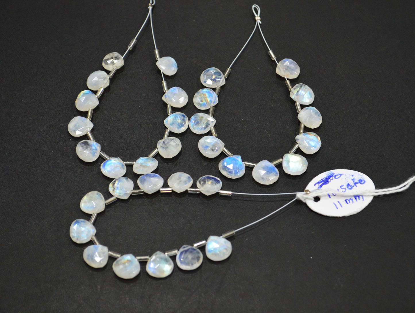 11 Pieces In A Strand Rainbow Moonstone Heart Shape Beads , Sold By Strand , 10.50 - 11 mm , 32440