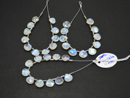 11 Pieces In A Strand Rainbow Moonstone Heart Shape Beads , Sold By Strand , 10.50 - 11 mm , 32440