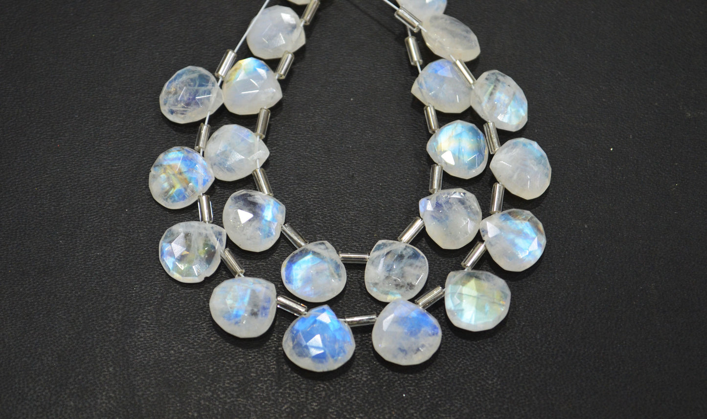 11 Pieces In A Strand Rainbow Moonstone Heart Shape Beads , Sold By Strand , 10.50 - 11 mm , 32440