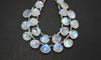 11 Pieces In A Strand Rainbow Moonstone Heart Shape Beads , Sold By Strand , 10.50 - 11 mm , 32440