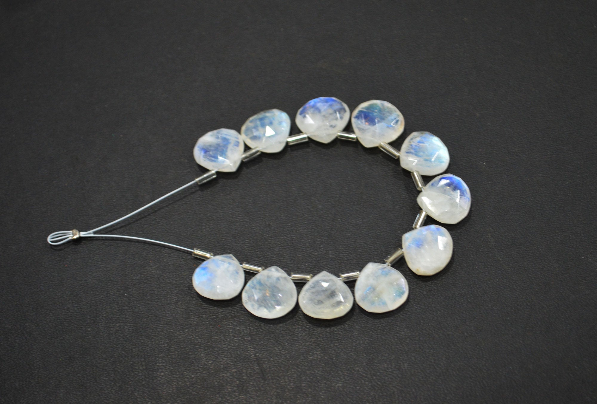 11 Pieces In A Strand Rainbow Moonstone Heart Shape Beads , Sold By Strand , 12x12 - 13x13 mm , 32445