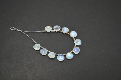 11 Pieces In A Strand Rainbow Moonstone Heart Shape Beads , Sold By Strand , 10x10 mm , 32446