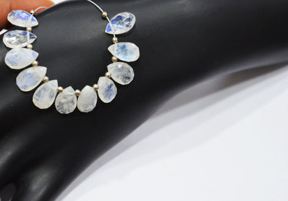 11 Pieces In A Strand Rainbow Moonstone Pear Shape Beads , Sold By Strand , 7x10 - 7x12 mm , 32447