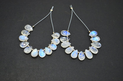 11 Pieces In A Strand Rainbow Moonstone Pear Shape Beads , Sold By Strand , 7x10 - 7x12 mm , 32447