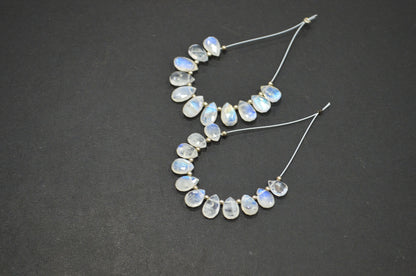 11 Pieces In A Strand Rainbow Moonstone Pear Shape Beads , Sold By Strand , 6x8 - 6.50x11 mm , 32449