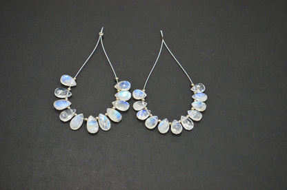 11 Pieces In A Strand Rainbow Moonstone Pear Shape Beads , Sold By Strand , 6x8 - 6.50x11 mm , 32449