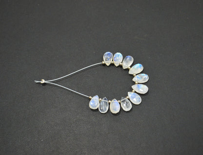 11 Pieces In A Strand Rainbow Moonstone Pear Shape Beads , Sold By Strand , 6x8 - 6.50x11 mm , 32449