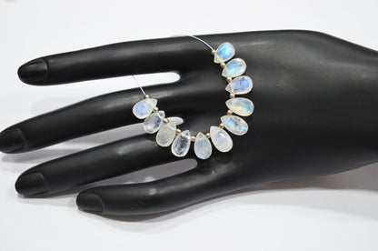 11 Pieces In A Strand Rainbow Moonstone Pear Shape Beads , Sold By Strand , 6x8 - 6.50x11 mm , 32449