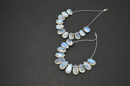 11 Pieces In A Strand Rainbow Moonstone Pear Shape Beads , Sold By Strand , 6.50x10 - 7x13 mm , 32453