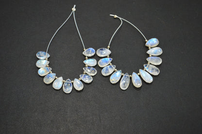 11 Pieces In A Strand Rainbow Moonstone Pear Shape Beads , Sold By Strand , 6.50x10 - 7x13 mm , 32453