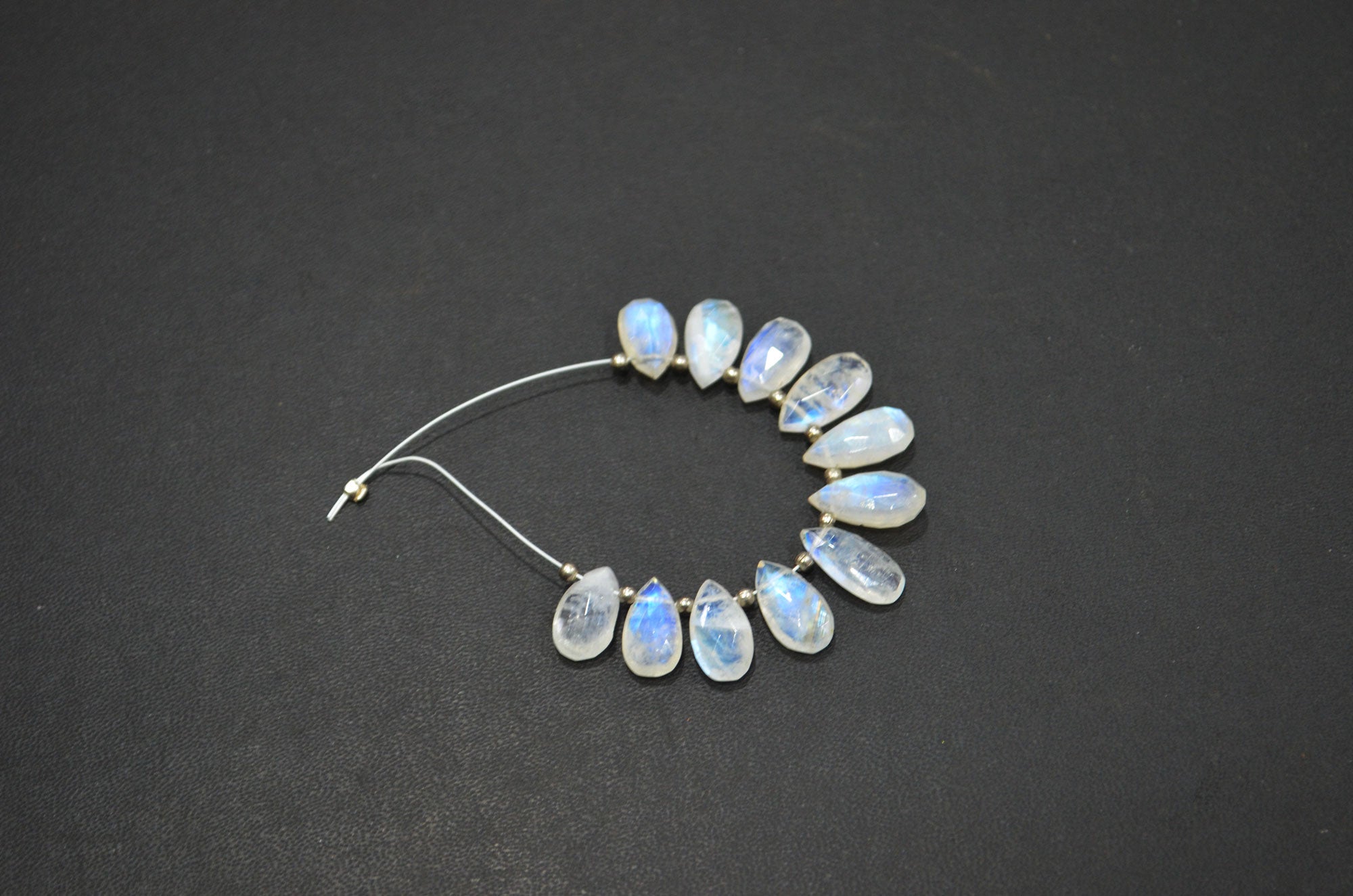 11 Pieces In A Strand Rainbow Moonstone Pear Shape Beads , Sold By Strand , 6.50x10 - 7x13 mm , 32453