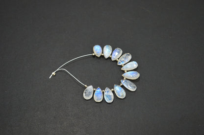 11 Pieces In A Strand Rainbow Moonstone Pear Shape Beads , Sold By Strand , 6.50x10 - 7x13 mm , 32453