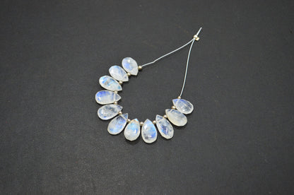 11 Pieces In A Strand Rainbow Moonstone Pear Shape Beads , Sold By Strand , 8x12 - 8x13 mm , 32454