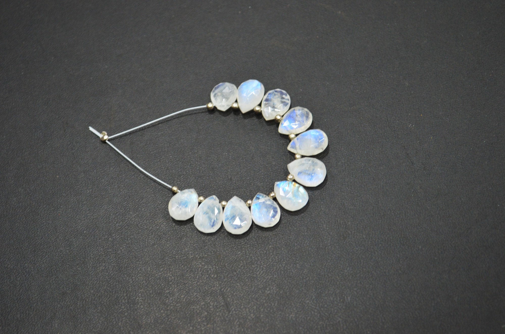 11 Pieces In A Strand Rainbow Moonstone Pear Shape Beads , Sold By Strand , 8x12 - 8x13 mm , 32454