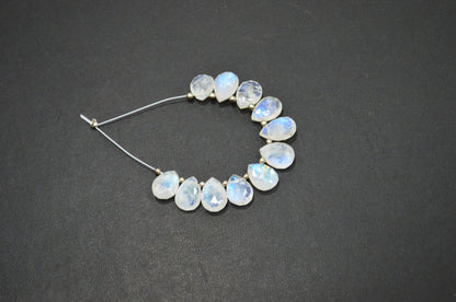 11 Pieces In A Strand Rainbow Moonstone Pear Shape Beads , Sold By Strand , 8x12 - 8x13 mm , 32454