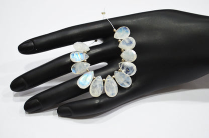 11 Pieces In A Strand Rainbow Moonstone Pear Shape Beads , 9x12 - 9x16 mm , 32457