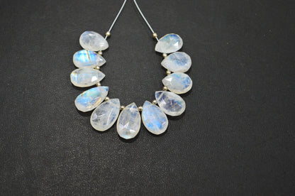 11 Pieces In A Strand Rainbow Moonstone Pear Shape Beads , 9x12 - 9x16 mm , 32457