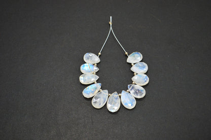 11 Pieces In A Strand Rainbow Moonstone Pear Shape Beads , 9x12 - 9x16 mm , 32457