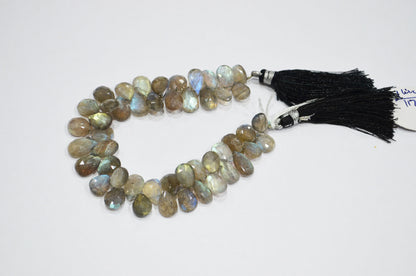 Labradorite Pear Shape Beads , 7 Inches , 7x9 - 7.50x12 mm , 32460