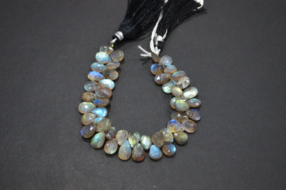 Labradorite Pear Shape Beads , 7 Inches , 7x9 - 7.50x12 mm , 32460