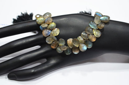 Labradorite Pear Shape Beads , 7 Inches , 7.50x9 - 8x11 mm , 32462