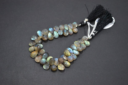 Labradorite Pear Shape Beads , 7 Inches , 7.50x9 - 8x11 mm , 32462