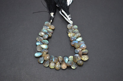 Labradorite Pear Shape Beads , 7 Inches , 7.50x9 - 8x11 mm , 32462