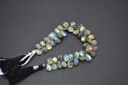Labradorite Pear Shape Beads , 7 Inches , 7.50x9 - 8x11 mm , 32462