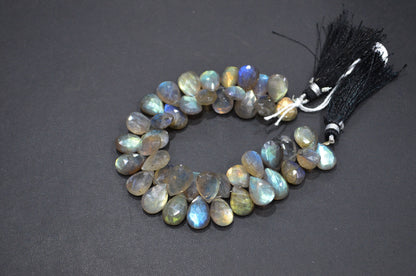 Labradorite Pear Shape Beads , 7 Inches , 9x12 - 9.50x13 mm , 32463