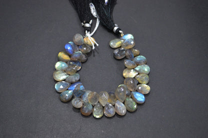Labradorite Pear Shape Beads , 7 Inches , 9x12 - 9.50x13 mm , 32463